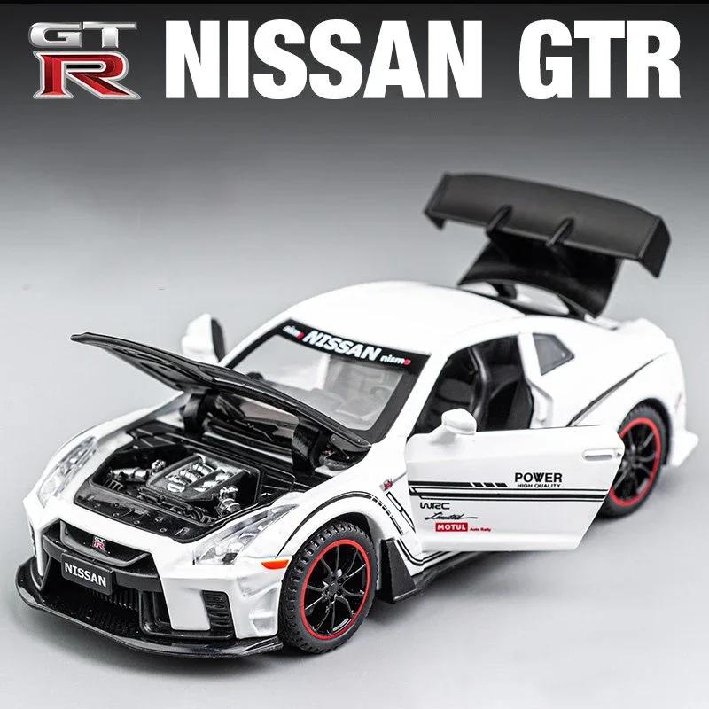 1:32 Nissan GTR R35 суперкар, игрушечный автомобиль из сплава, металлическая коллекционная модель автомобиля, звуковые и световые игрушки для детей