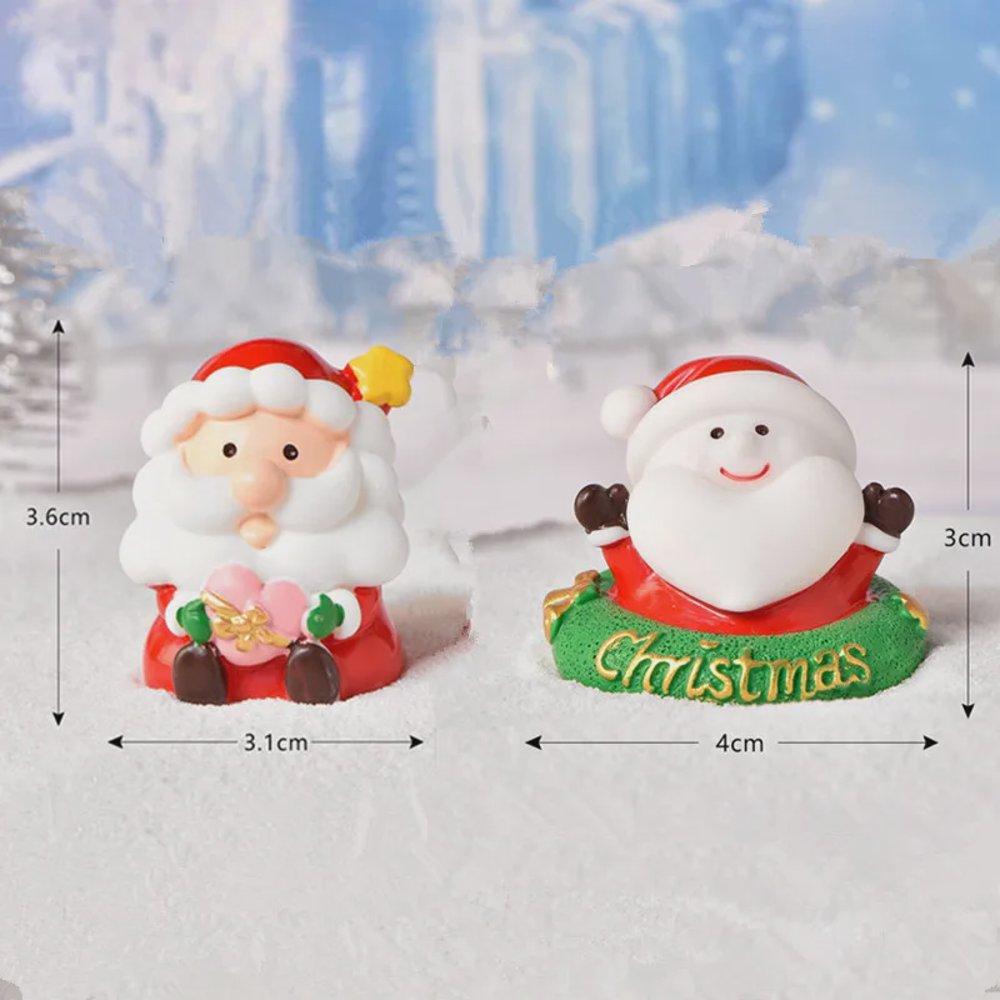 8pcs Miniature Christmas Figurine Set Christmas Decoration Fairy Snowman Santa Claus Miniature Figurines Xmas Gifts DIY Home Decor