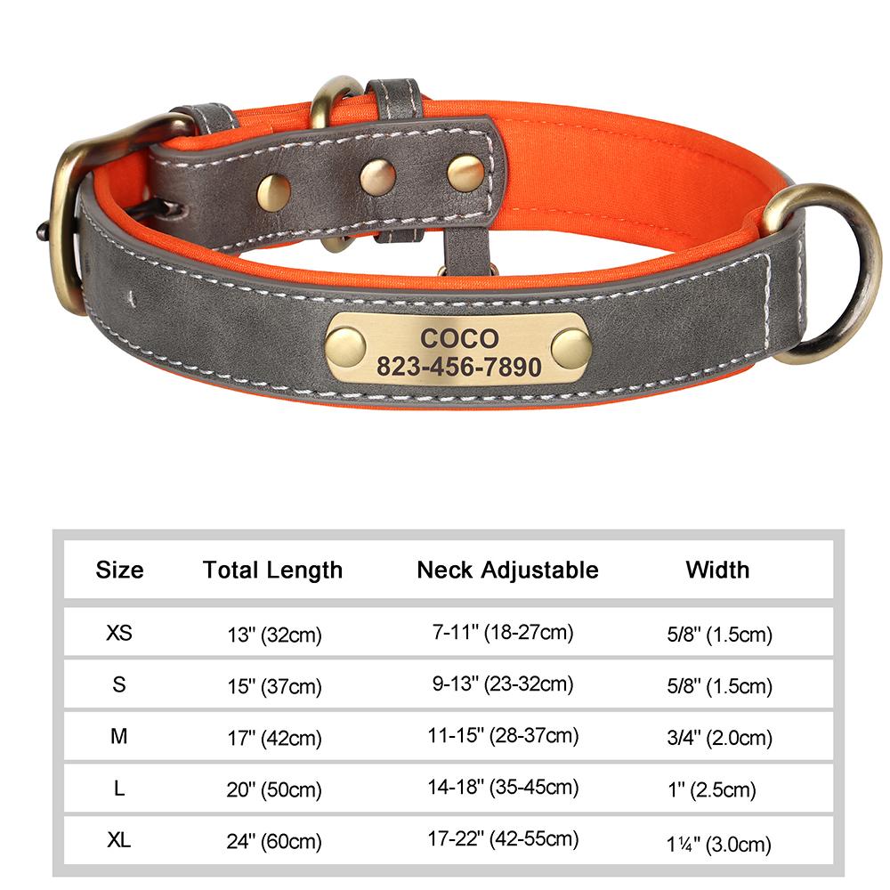 Personalized Dog Collar Custom Engraved PU Leather Dog Collars Free Engraving ID Tag Nameplate For Small Medium Large Dogs