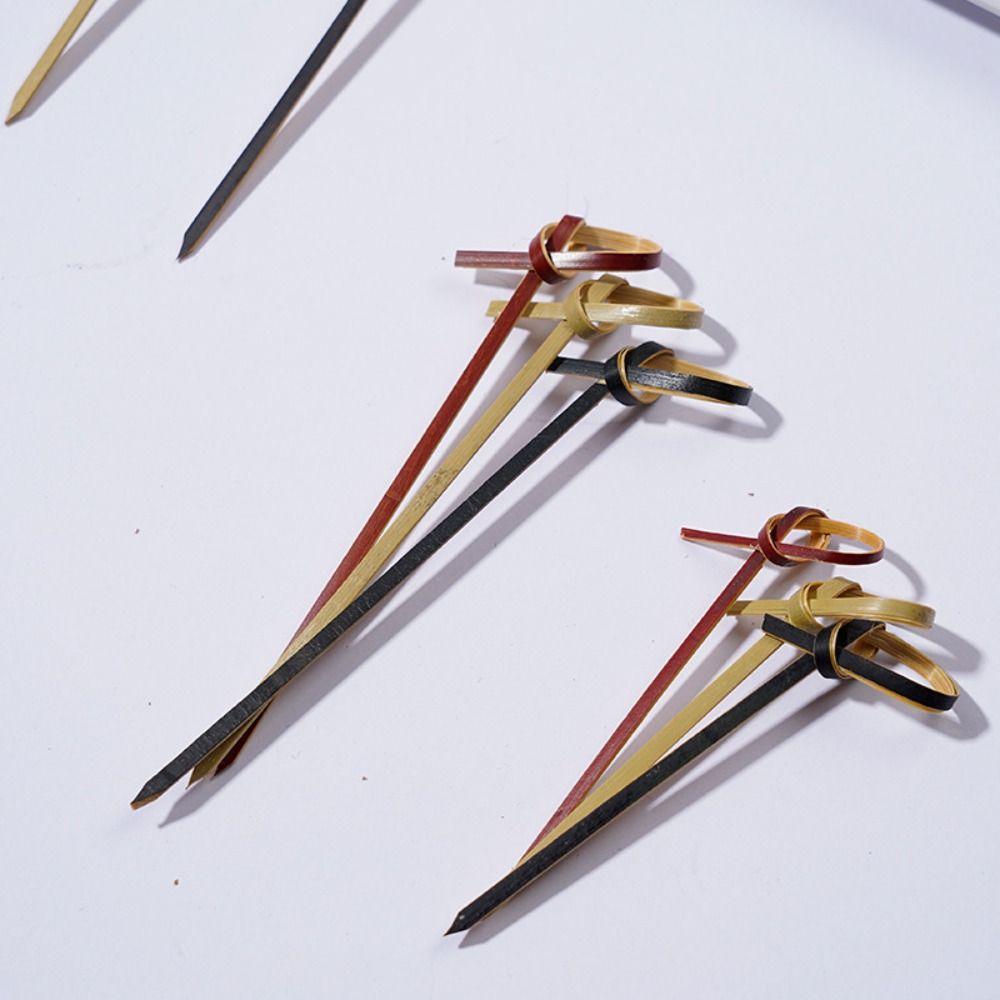 100 шт. зубочисток ручной работы с петлями, бамбуковые шпажки с узлом, коктейльные бамбуковые шпажки для ресторана