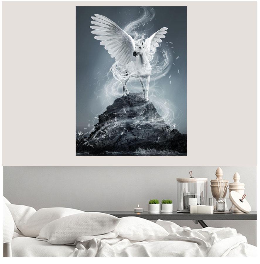 Алмазная картина 5D «сделай сам» «Белая летающая лошадь» мозаика вышивка крестиком художественный узор Алмазная вышивка ремесло украшение дома