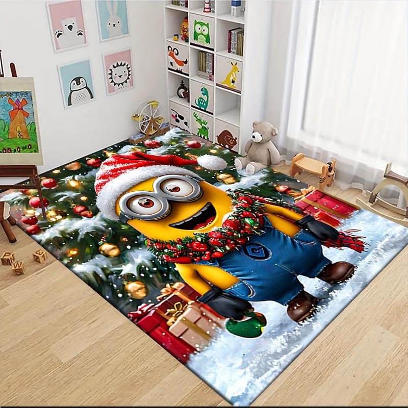 1Pc Christmas Minions Snowscape Carpet Rug Soft Washable Antislip Home Living Room Sofa Mats Personalized Christmas Rug