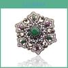 Womens Dual Pendant Purpose Vintage Ethnic Jewelry Gold Color Flower Rhinestone Brooch