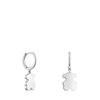 [TOUS] Silver Sweet Dolls Bear Drop Hoop Earrings 1004274000