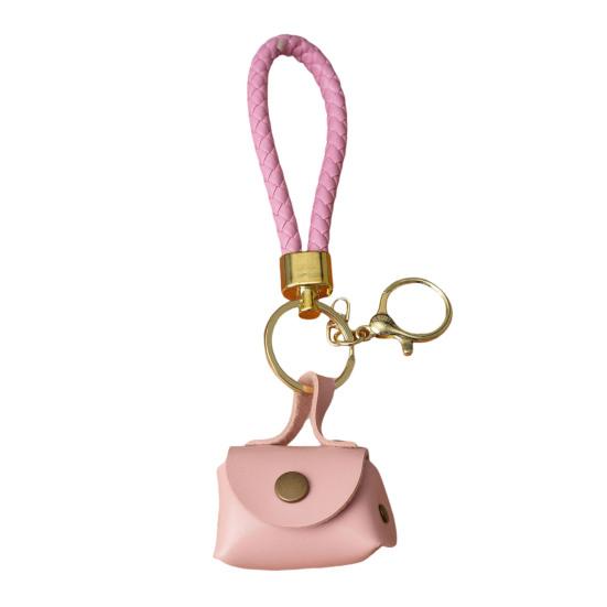 Мини кошелек для монет в форме пельменя, брелок с застежкой-кнопкой, съемный ремешок на запястье, из искусственной кожи, водонепроницаемая компактная сумка, держатель для ключей