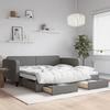 VidaXL Daybed with Trundle and Drawers Dark Grey 100x200 Cm Fabric 3196858