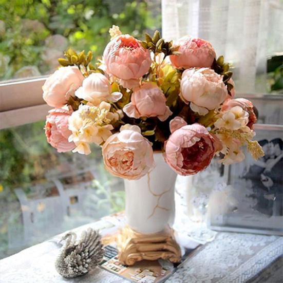 8Pcs Artificial Peony Realistic Easy To Use Vintage Artificial Peony Bouquet for Garden