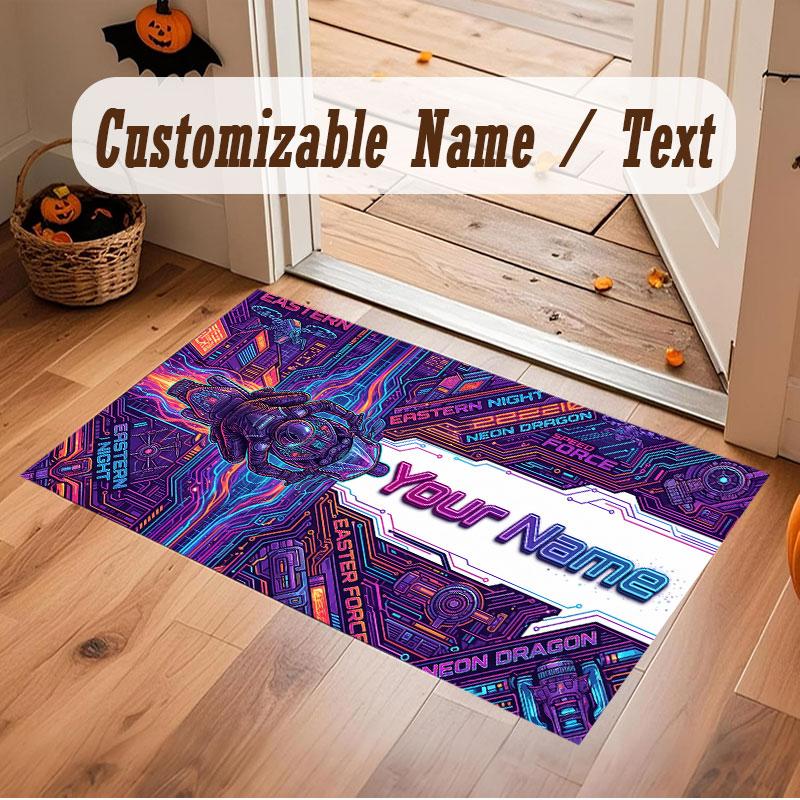 Dragon Theme Crystal Velvet Floor Rug Personalized Custom Name Text Warm Carpet Home Decoration