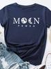 Футболка с принтом Moon Power, женская, с коротким рукавом, с круглым вырезом, свободная, летняя, женская, повседневная, футболка, топы, Camisetas Mujer