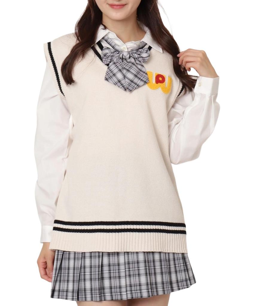 WEGO World Pegasus Collaboration School Осенняя школа Размер старшей школы Жилет, Вязаный, Одежда, Одежда, Милый, Девичий, Жилет, Студент, Студент, Подарок, Женский,