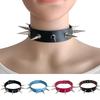 Punk Style Spike Rivet Choker Necklace with Clavicle Chain