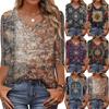 Women's T Shirt Print 3/4 Sleeve Daily Weekend Fashion Basic V- Neck Regular Top
