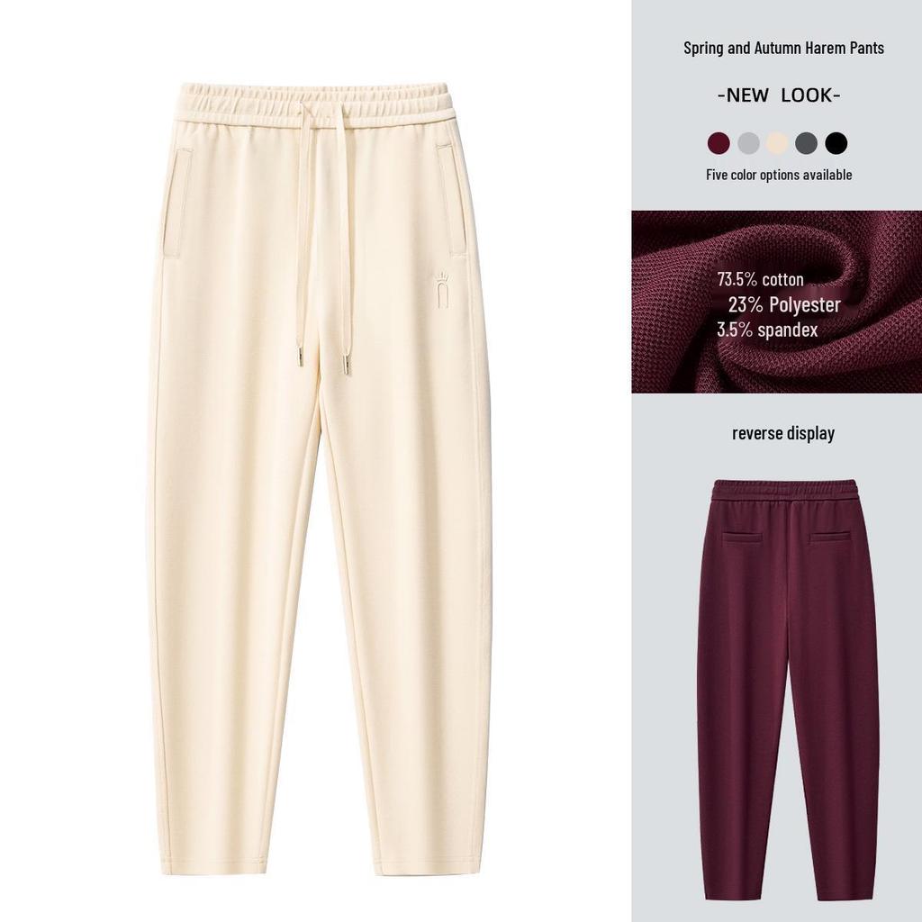 GAGN Women's Red Cropped Harem Pants - Slimming, Loose Fit, Plus Size, Casual for Early Autumn and Spring.