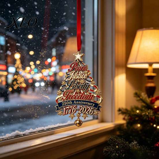 Seasonal Home Ornament 250th Anniversary Christmas Tree Ornament, USA Xmas Hanging Decor for Festive Party Window, Patriotic Acrylic Sign Veterans