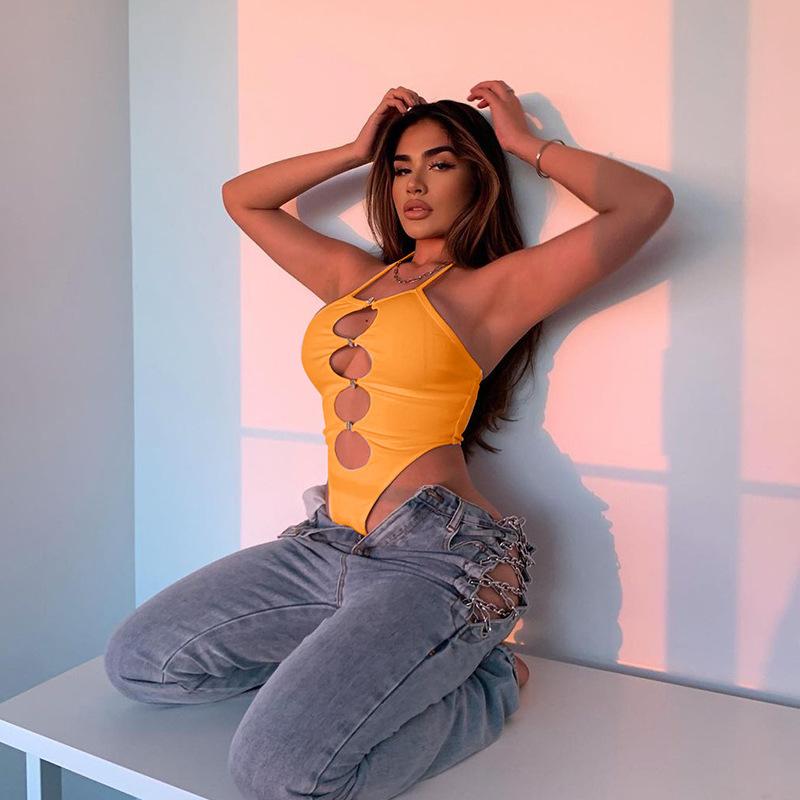 Эстетический сексуальный уличный комбинезон, женский комбинезон с высокой талией и открытыми рукавами, облегающий комбинезон в стиле панк, эмо, альтернативная одежда