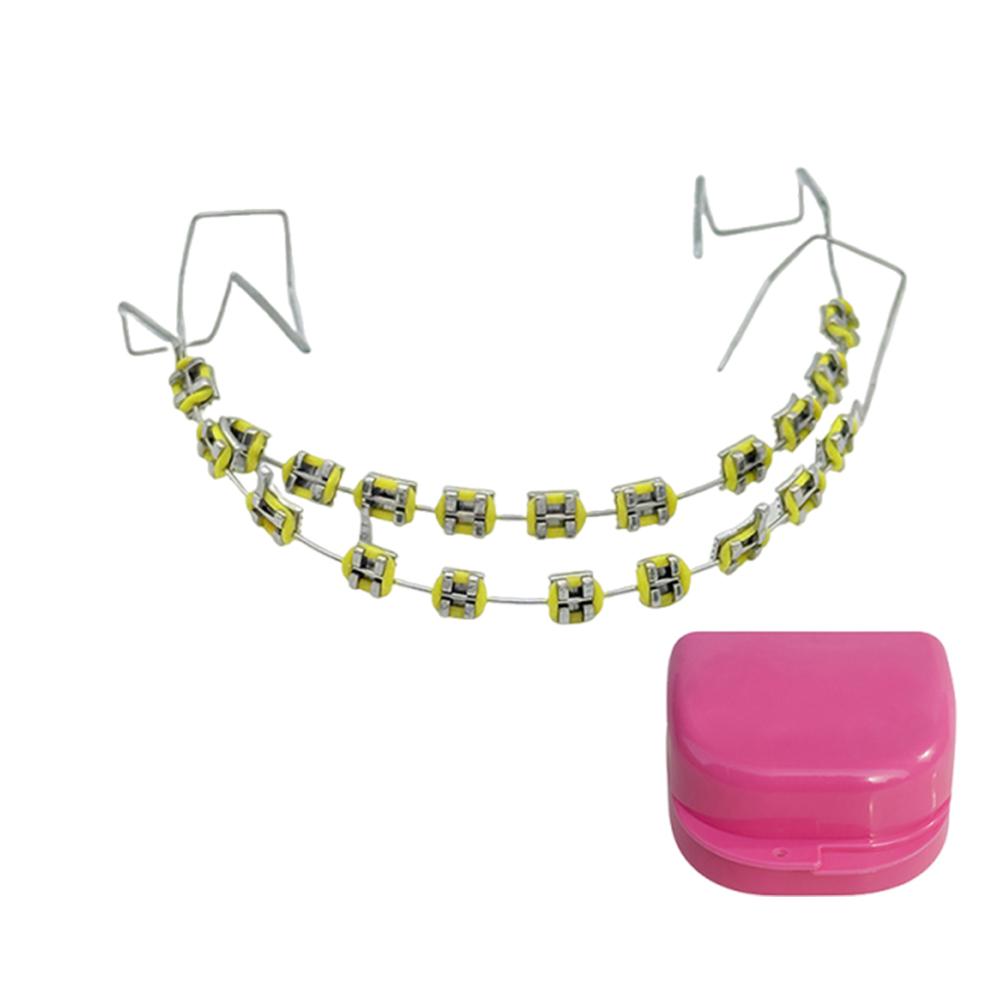 2 шт. Модные стоматологические накладные брекеты Металлические дуги Брекет Временное украшение зубов Ортодонтические лигатурные резинки для ежедневной защиты зубов