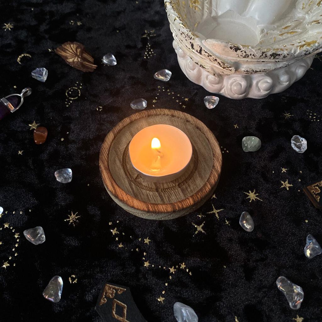 Astrology Pentagram Candlestick Table Pentacles Altars Plate Candle Holders Wood Divination Ceremony Candlestick Boards