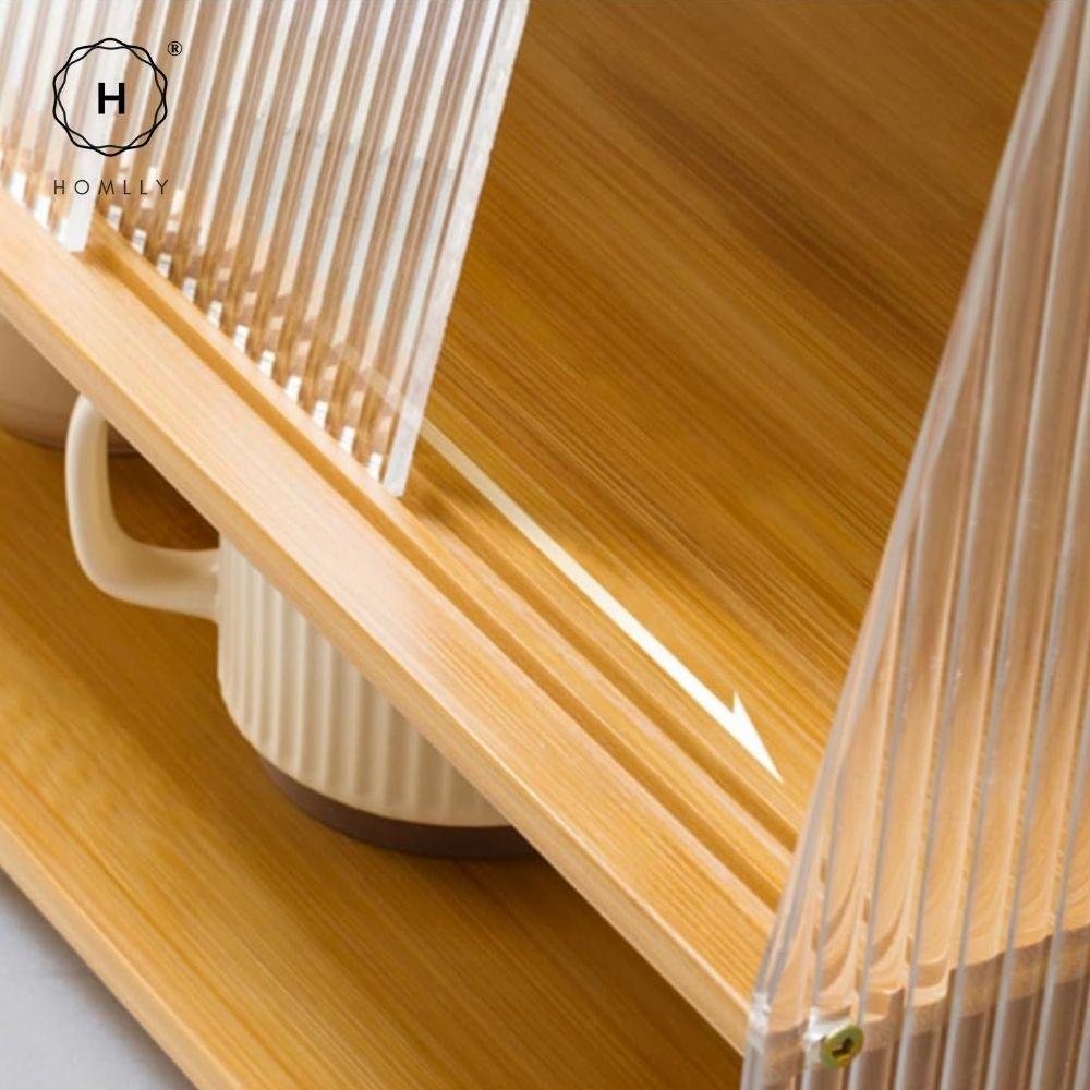 Homlly Dustproof Kitchen Storage Tabletop Cupboard Rack with Acrylic Door