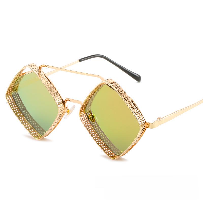 «2190 Metal Diamond Double Beam Anti UV Sunglasses для мужчин и женщин»