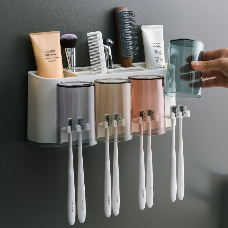 Полка для зубных щеток, без перфорации, чашка для полоскания рта, чашка для чистки зубов, устройство для выжимания зубной пасты, чашка для зубной щетки, набор чашек для зубов
