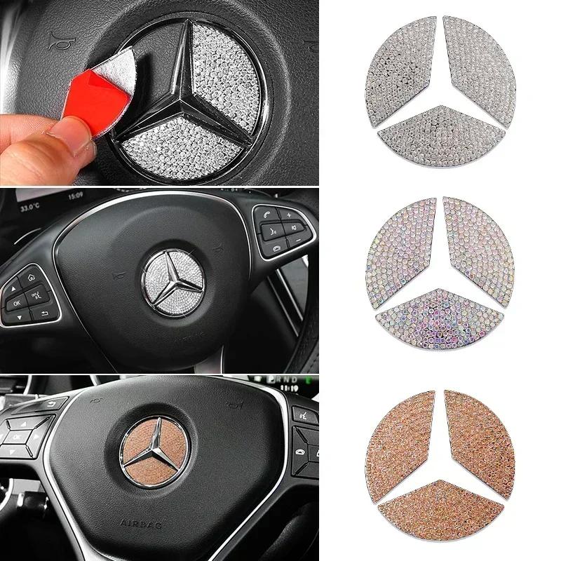 Автомобильный руль Алмазный значок Декоративная наклейка Для Mercedes Benz A E Класса GLC GLA GLE GLB W177 W205 W212 W213 X253 WI3