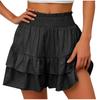 Women's Summer High Waist Ruffle Skirt Cute Flowy Skirt Casual Comfort Wrap Beach Pleated Skirt