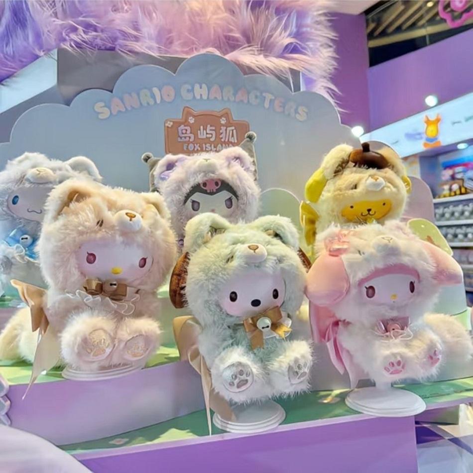 New Sanrio Characters Fox I Sland Blind Box Cinnamoroll Plush Pendants Surprise Box My Melody Blind Boxtoy Gift