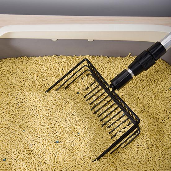 Металлический совок для кошачьего туалета, многоразовая сверхмощная лопата для просеивания со съемной регулируемой длинной ручкой для собак в курятнике