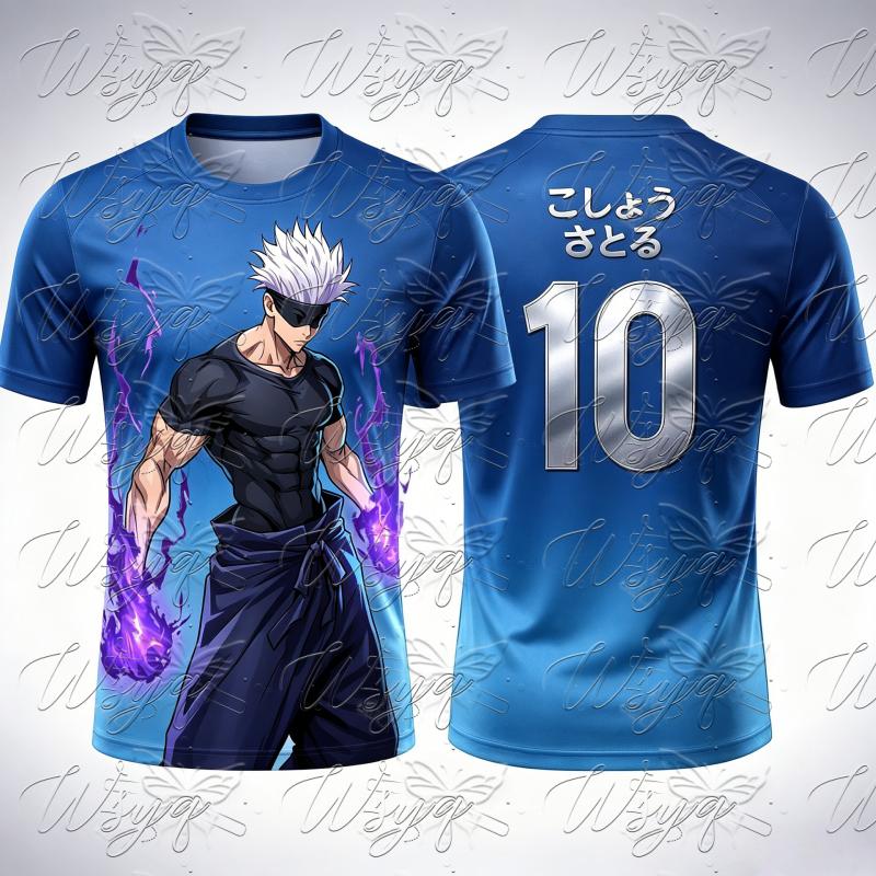 Jujutsu Kaisen Годжо Сатору 3D Печать Футбольная Майка Летняя С Коротким Рукавом Футболка Мужская Женская Унисекс №10 Спортивная Футболка Топ