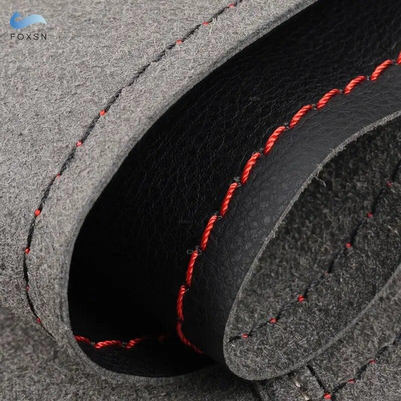 For BMW 3 5 Series E36 E46 E39 For X3 E83 X5 E53 Car Inner Steering Wheel Cover Trim Black Leather-red Blue Line with Blue Strip