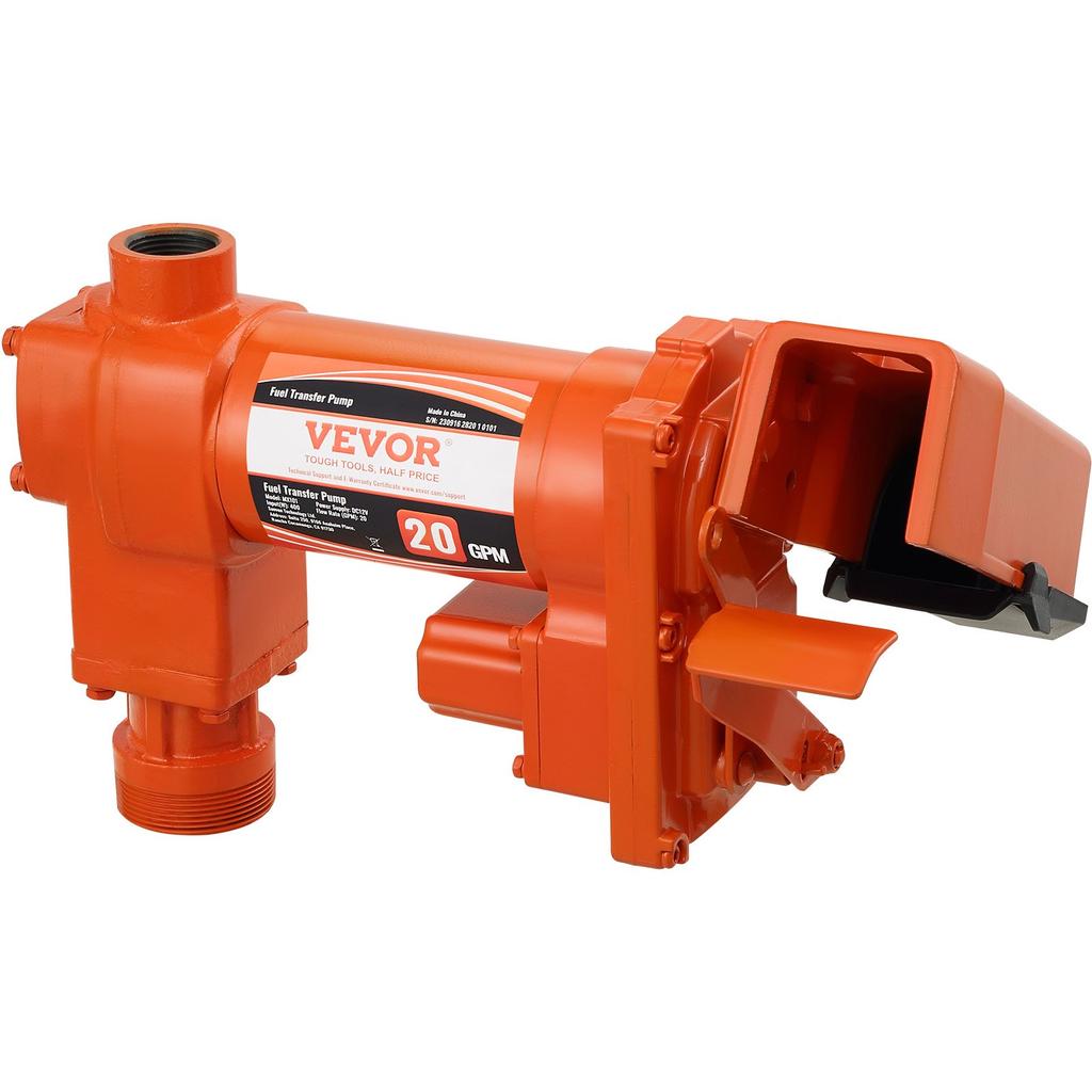 VEVOR Fuel Transfer Pump, 12V DC 20 GPM 1/4 HP, Gasoline Extractor Pump with Automatic Nozzle, Discharge Hose & Suction Pipe for Gasoline, Diesel