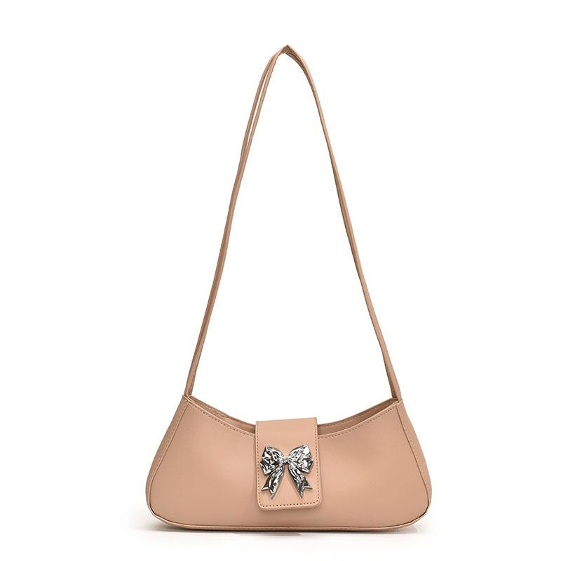 Женская персонализированная сумка-мессенджер 2024 года, летняя новая повседневная корейская версия, сумка-полумесяц, модная простая сумка через плечо с бантом