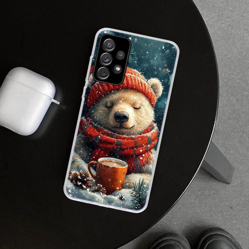 Животное Коричневый Милый Медведь Чехол для Телефона для Samsung Galaxy A12 A22 A32 A52 A72 A02S A51 A50S A31 A20S A10S Note 20 Ultra 10 Plus