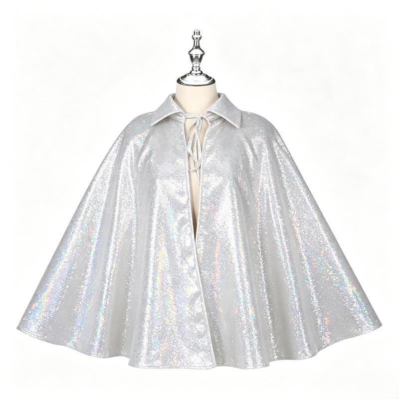 Halloween Colorful Sequin Cape with Turn-Down Collar for European and American Parties cos Witch cloak stage performance costume with shawl*