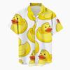 Men's Shirt Little Yellow Duck 3D Printed Funny Hawaiian Beach Tops Short Sleeve Casual Fashion Blouse Social Shirt