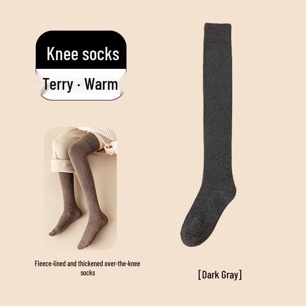 Женские бархатные утолщенные теплые носки выше колена с наколенниками для осени и зимы