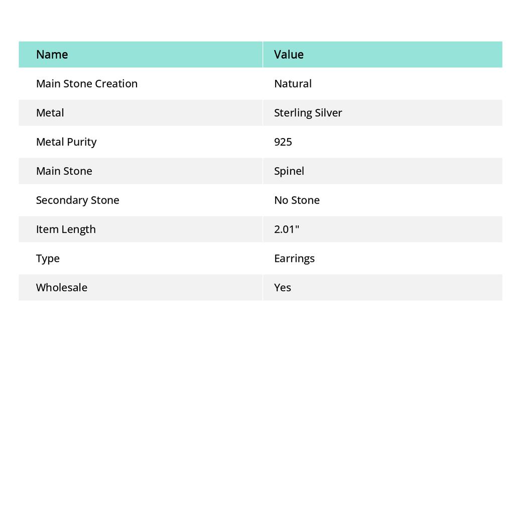 Black Spinel Gemstone Handmade 925 Sterling Silver Jewelry Earring 2.01" Q9z17