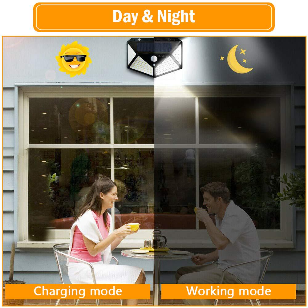 Outdoor 100 LED Solar Power Wall Light Motion Sensor Waterproof Lamp