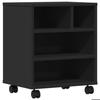 Printer Stand - vidaXL - 41x32x48 Cm - Black - 4 Casters - Engineered Wood
