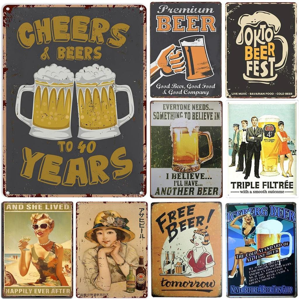 Cheers A Beer Free Beer Tomorrow Metal Tin Signs Posters Plate Wall Decor for Man Cave Bars Cafe Clubs Retro Posters Plaque