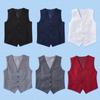 Kids' Black Suit Vest: British-Style, Solid Color Dress for Flower Girls and Boys' Performances.