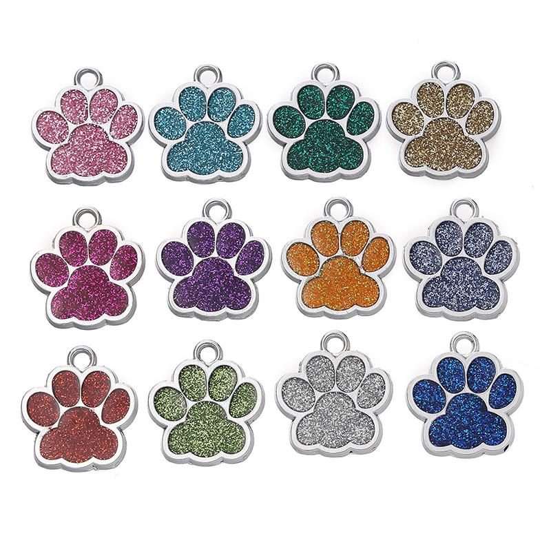 Solid Paw Print Pet ID Tag Zinc Alloy Dog Cat Name Plate Custom Laser Engraving Design Collar Keychain OEM Accepted