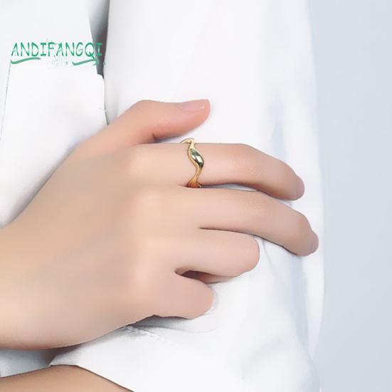 Кольцо на палец с гладким гальваническим покрытием - регулируемая геометрическая форма, декоративная полировка, однотонная неравномерная волна, ювелирные изделия для помолвки