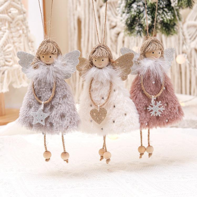 Lovely Christmas Angel Plush Doll Hanging Pendant Christmas Decoration for Home Christmas Tree Decorations Xmas New Year Gifts