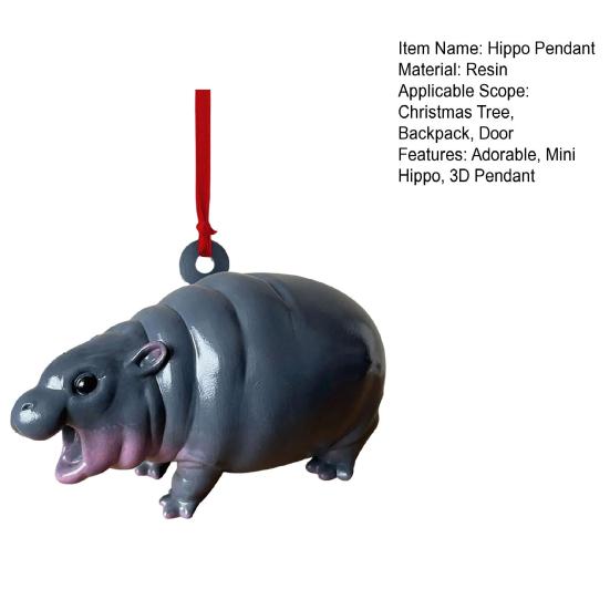 Подвеска Бегемот, смоляная фигурка Бегемот, подвесное украшение, мини-3D скульптура Бегемот