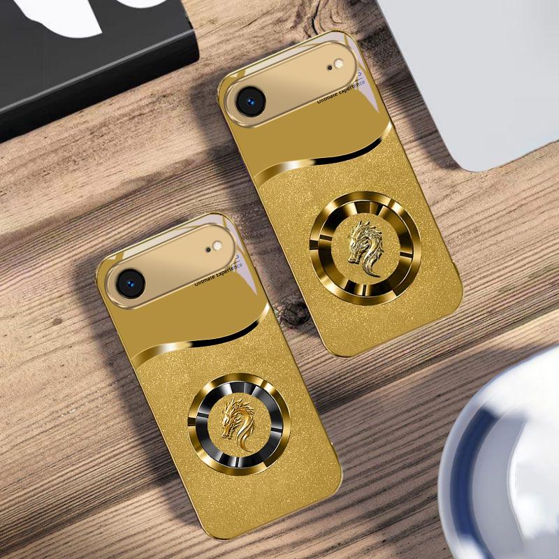 Блестящее золотое кольцо Для IPhone 17Pro Max 16 17 Pro 15 Pro 14 13 Plus 12 Mini 11Pro Max XR 16E 17 Air Золотой стеклянный чехол для телефона