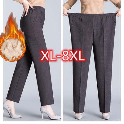 XL-8XL повседневные брюки оверсайз, женские длинные свободные брюки с высокой талией, женские новые зимние брюки, женские эластичные брюки из овечьего флиса