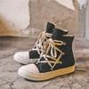 Spring 24 Pentagram Thick-Soled Canvas Sneakers: Stylish Unisex Hip-Hop High-Tops for Street Fashion
