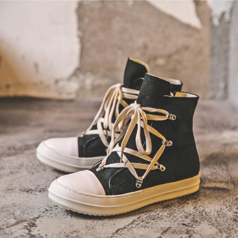 Spring 24 Pentagram Thick-Soled Canvas Sneakers: Stylish Unisex Hip-Hop High-Tops for Street Fashion