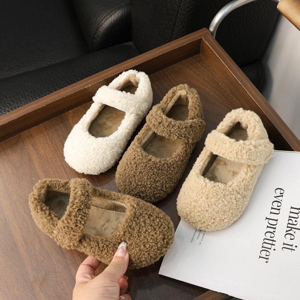 Warm Children Flat Shoes Non-Slip Winter Shoes Fashion Fleece Fur Shoes Kids